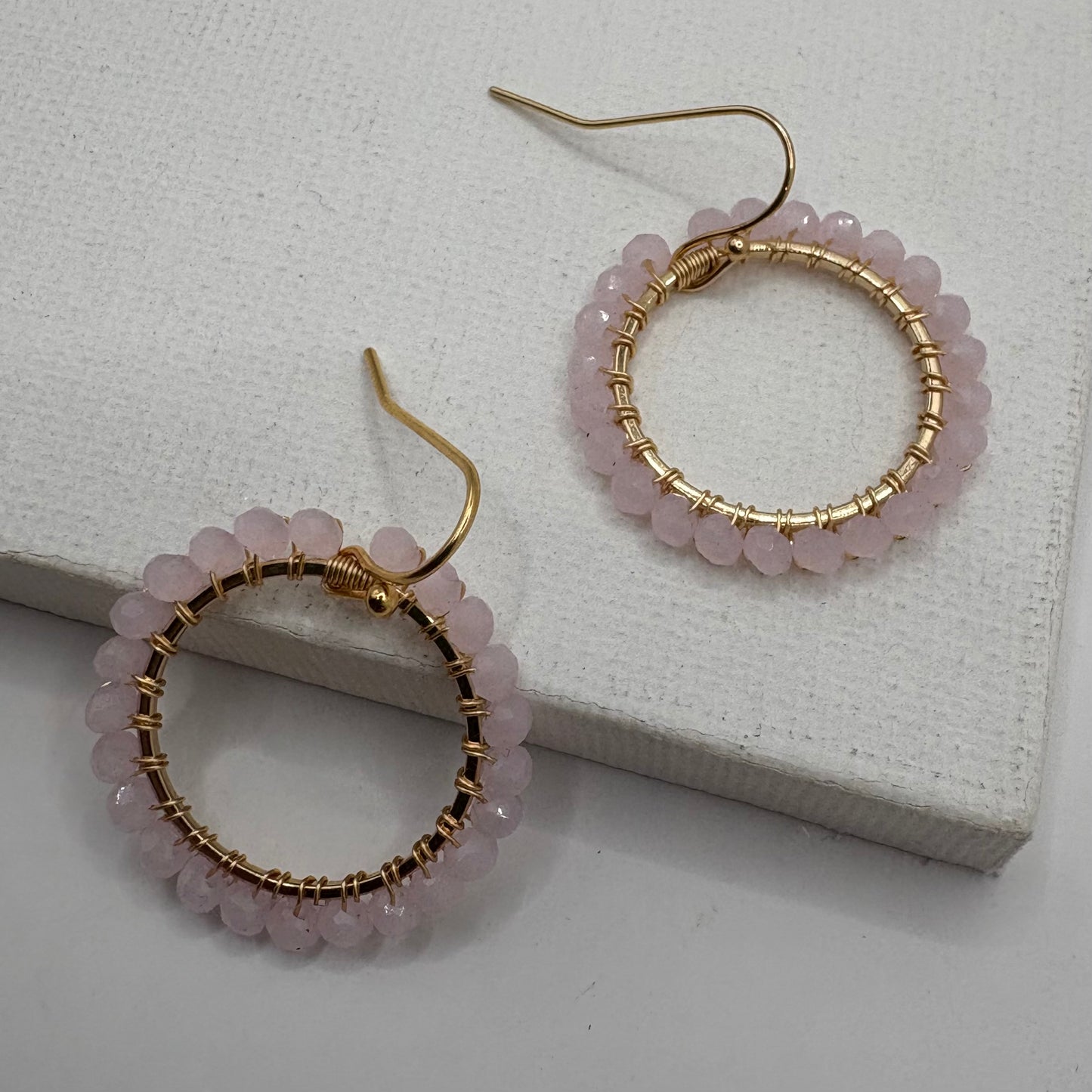 Aurora Crafted Style-Aurora Huggies in Baby Pink (Gold)-Earrings-Aurora Crafted Jewellery-