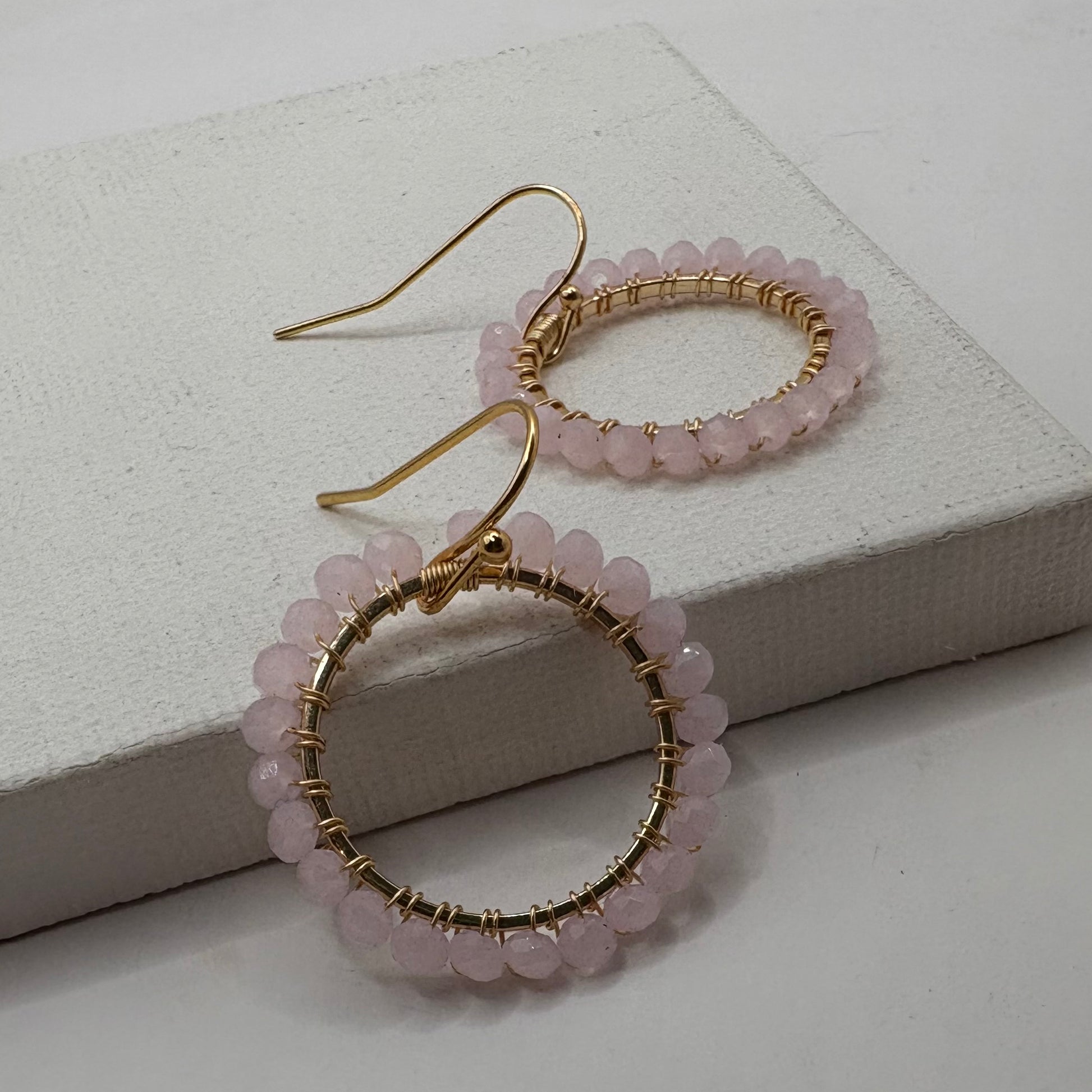 Aurora Crafted Style-Aurora Huggies in Baby Pink (Gold)-Earrings-Aurora Crafted Jewellery-