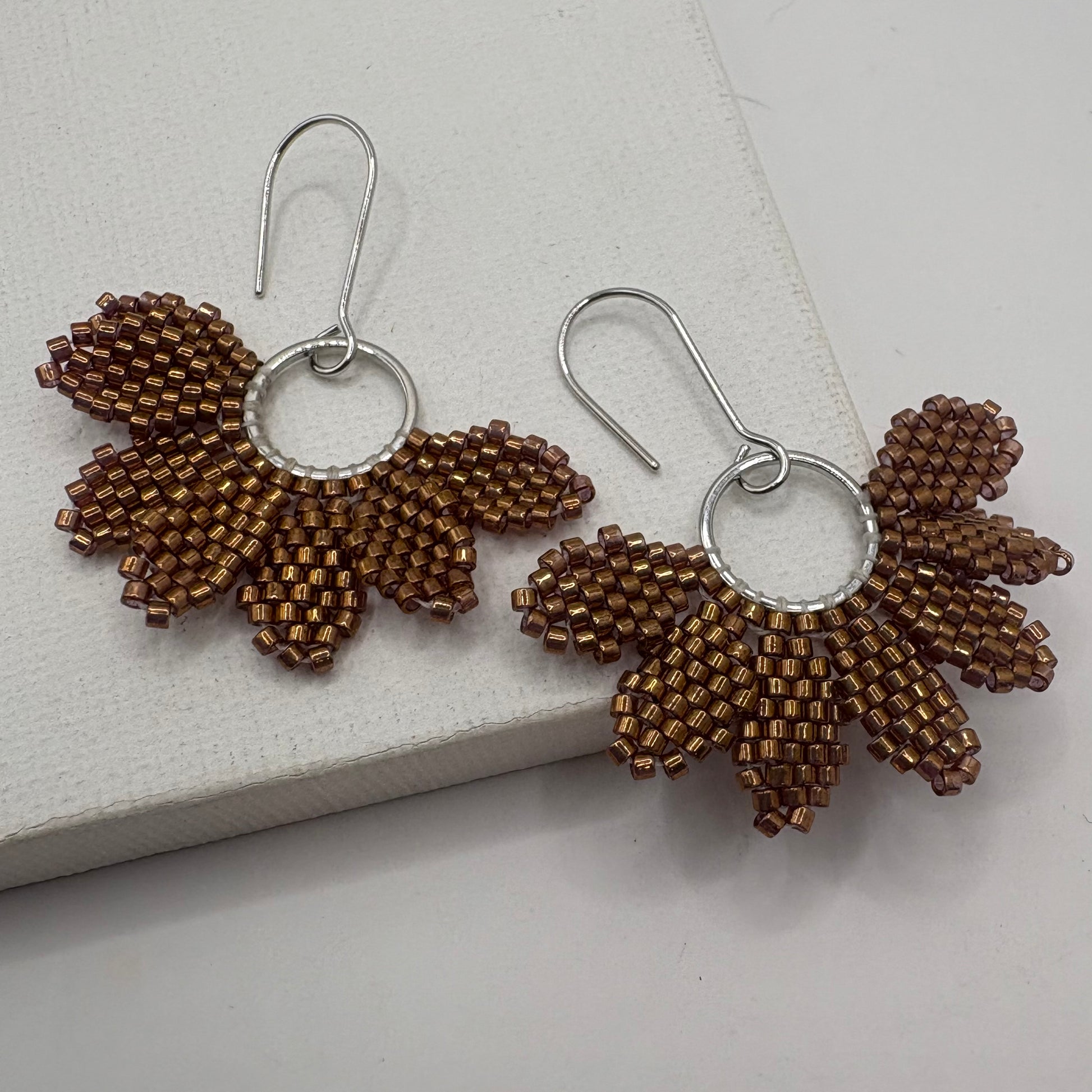Aurora Crafted Style-Floral Wreath in Copper (Silver)-Earrings-Aurora Crafted Jewellery-