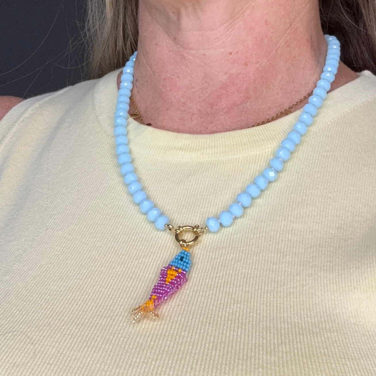 Aurora Crafted Style-Lola Bubbles Necklace in Dolphin Blue (Gold)-NECKLACES-Aurora Crafted Style-