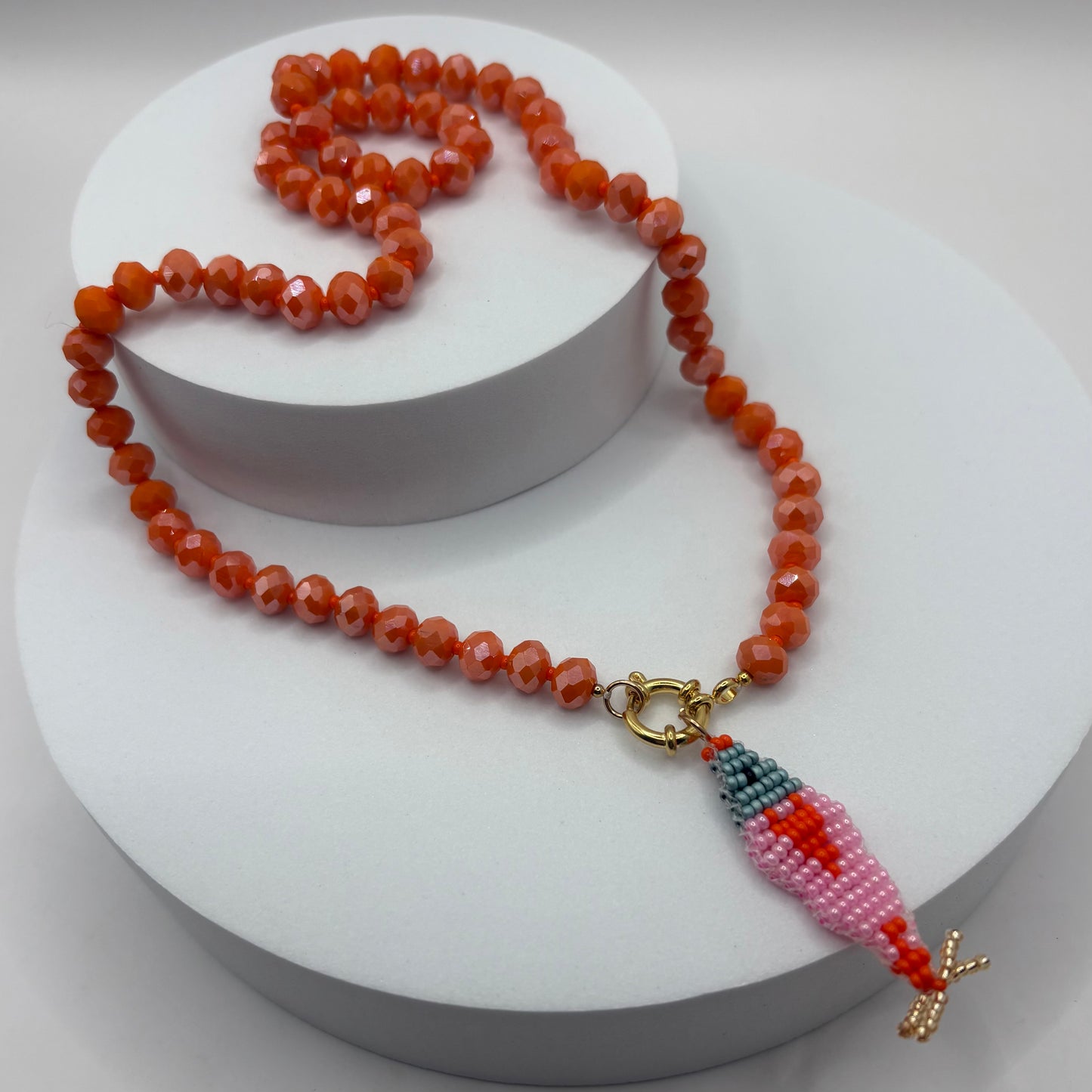 Aurora Crafted Style-Lola Bubbles Necklace in Nemo Orange (Gold)-NECKLACES-Aurora Crafted Style-