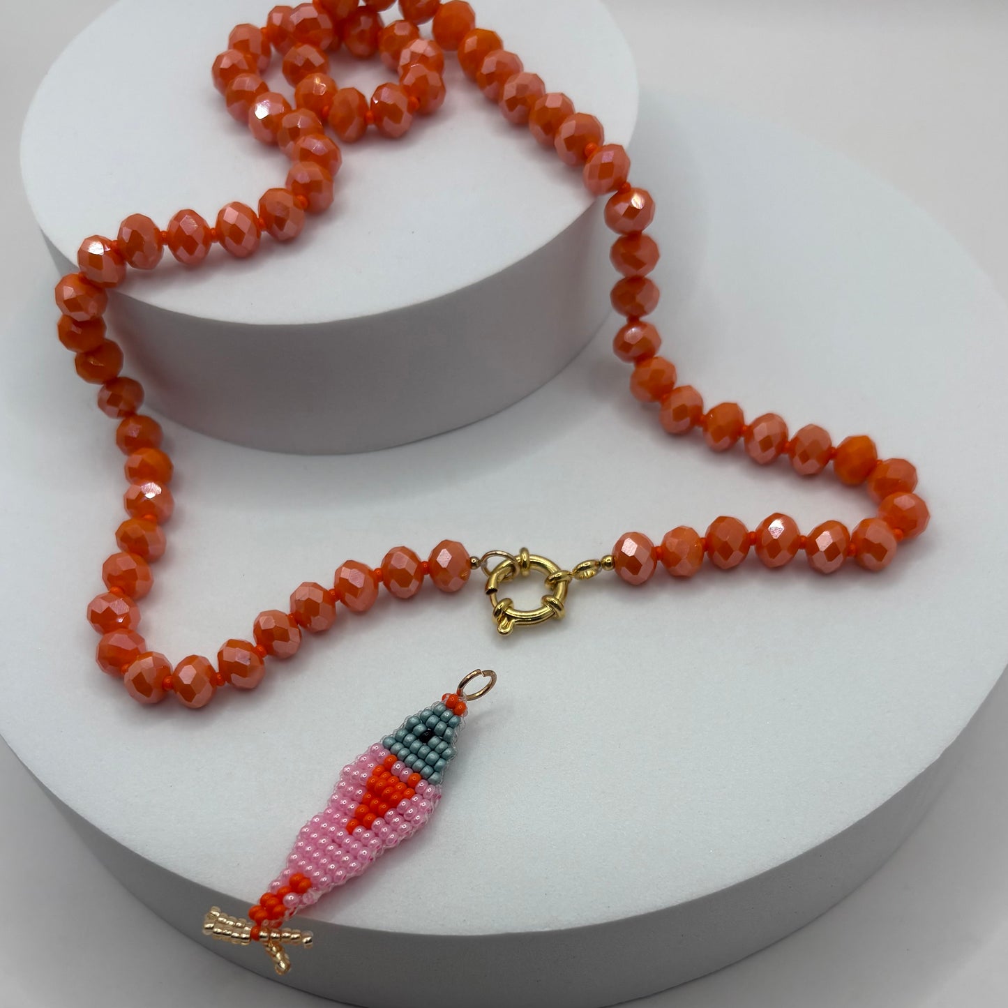 Aurora Crafted Style-Lola Bubbles Necklace in Nemo Orange (Gold)-NECKLACES-Aurora Crafted Style-