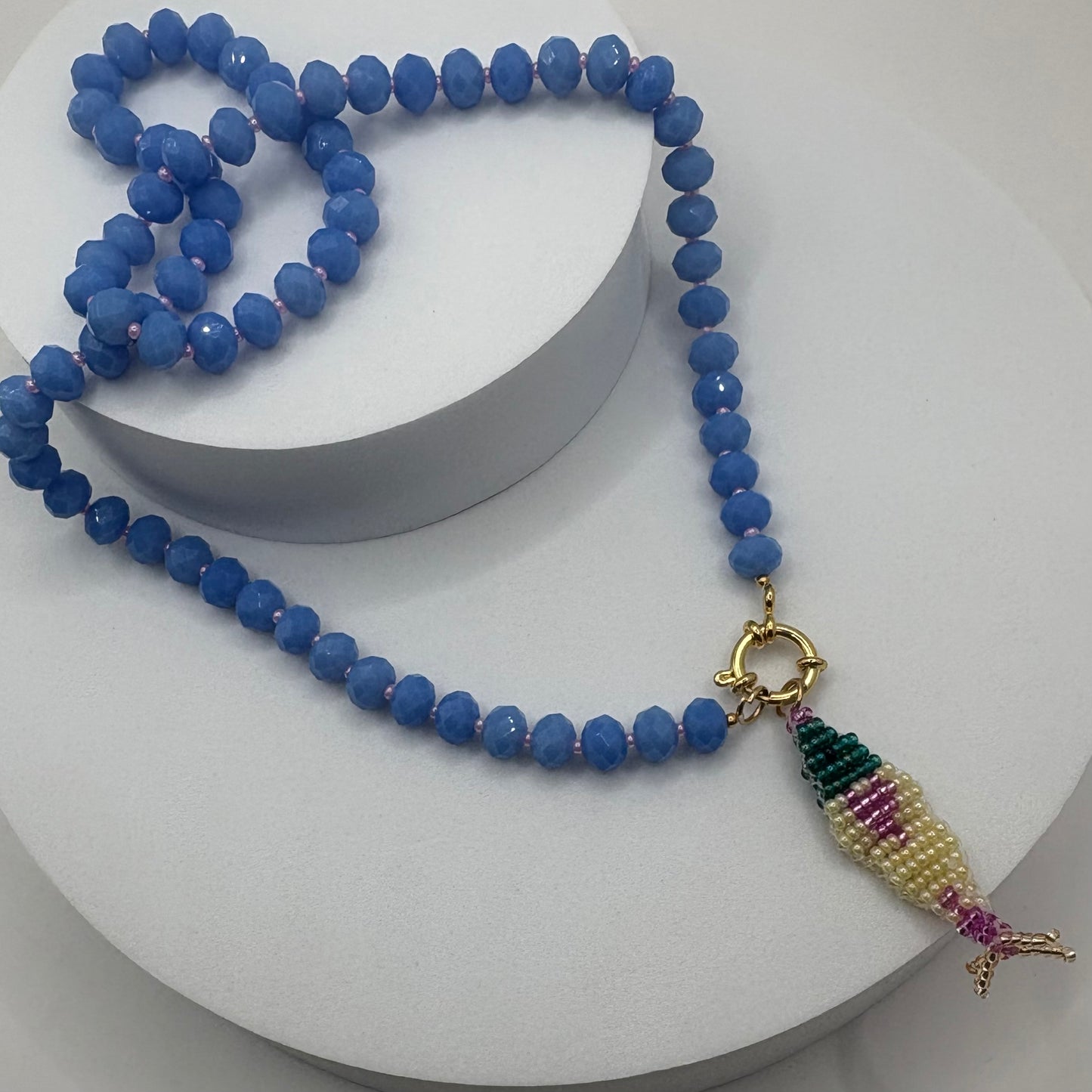 Aurora Crafted Style-Lola Bubbles Necklace in Dory Blue (Gold)-NECKLACES-Aurora Crafted Style-