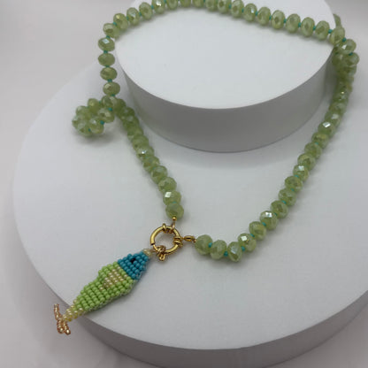 Aurora Crafted Style-Lola Bubbles Necklace in Flying Fish Green (Gold)-NECKLACES-Aurora Crafted Style-