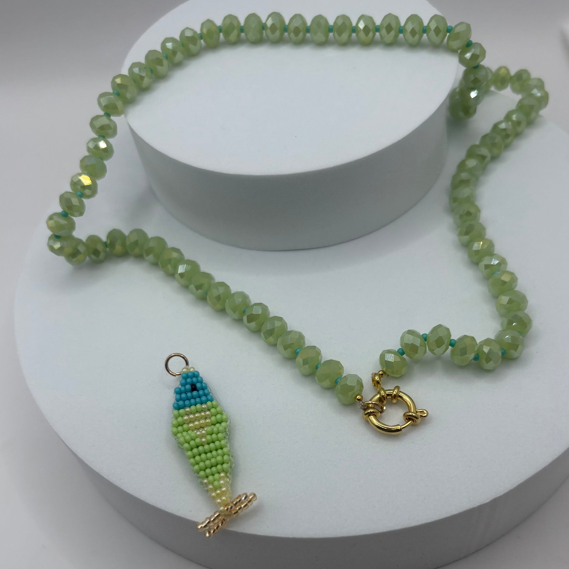 Aurora Crafted Style-Lola Bubbles Necklace in Flying Fish Green (Gold)-NECKLACES-Aurora Crafted Style-