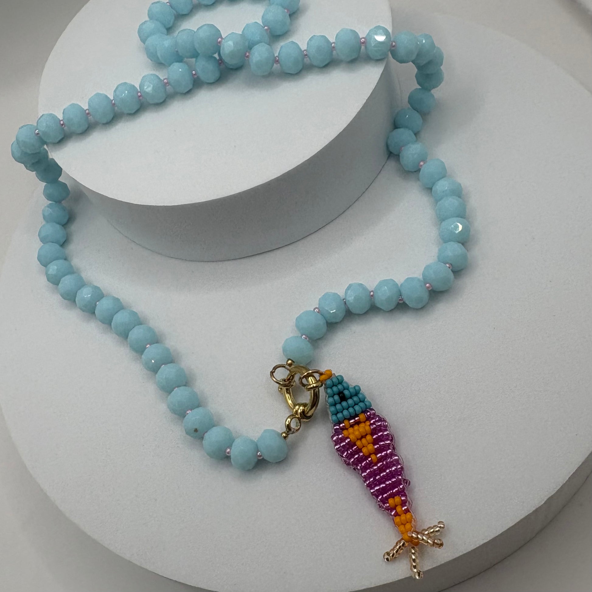 Aurora Crafted Style-Lola Bubbles Necklace in Dolphin Blue (Gold)-NECKLACES-Aurora Crafted Style-