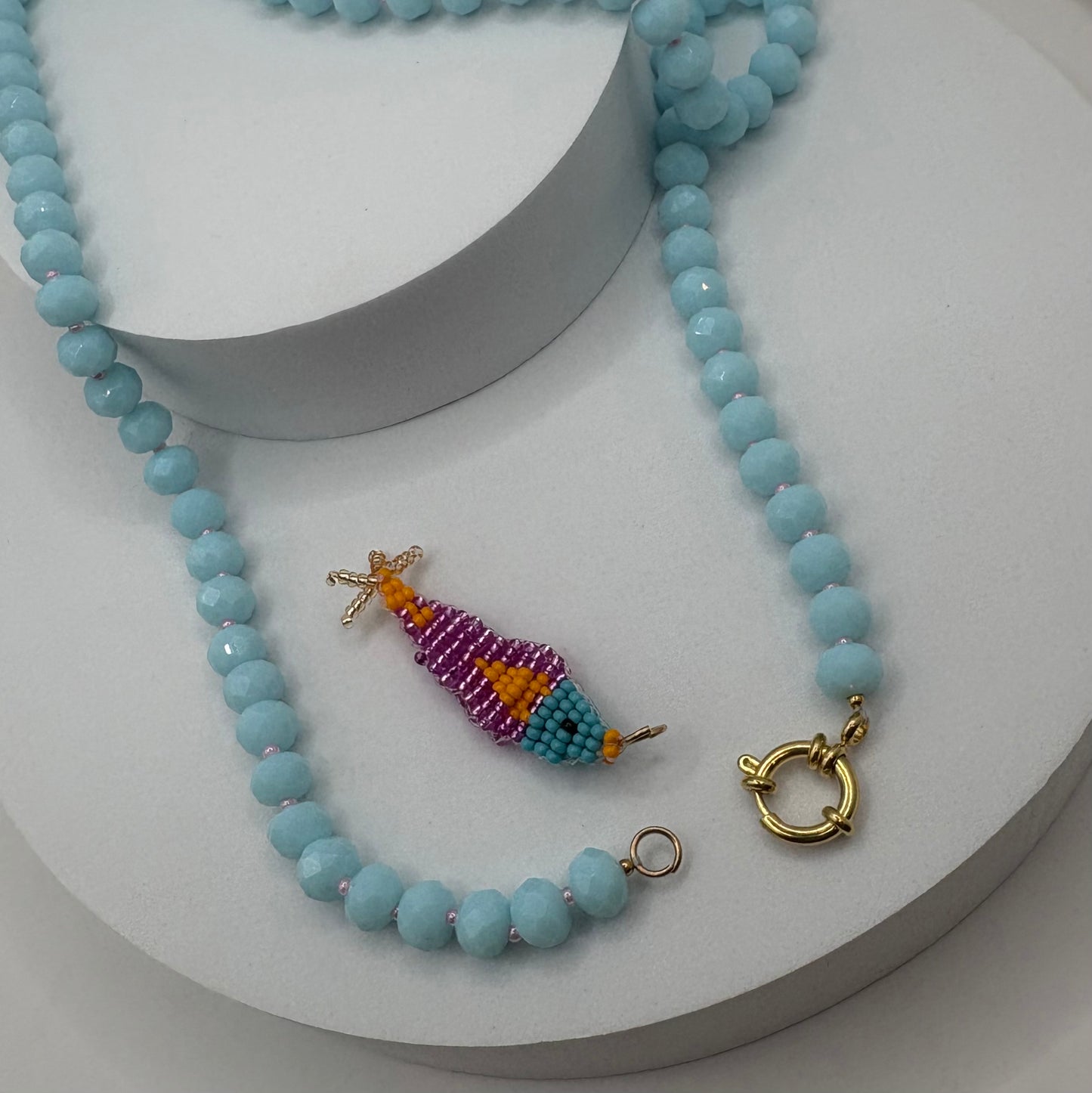 Aurora Crafted Style-Lola Bubbles Necklace in Dolphin Blue (Gold)-NECKLACES-Aurora Crafted Style-