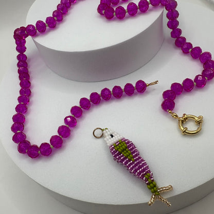 Aurora Crafted Style-Lola Bubbles Necklace in Parrot Fish Pink (Gold)-NECKLACES-Aurora Crafted Style-