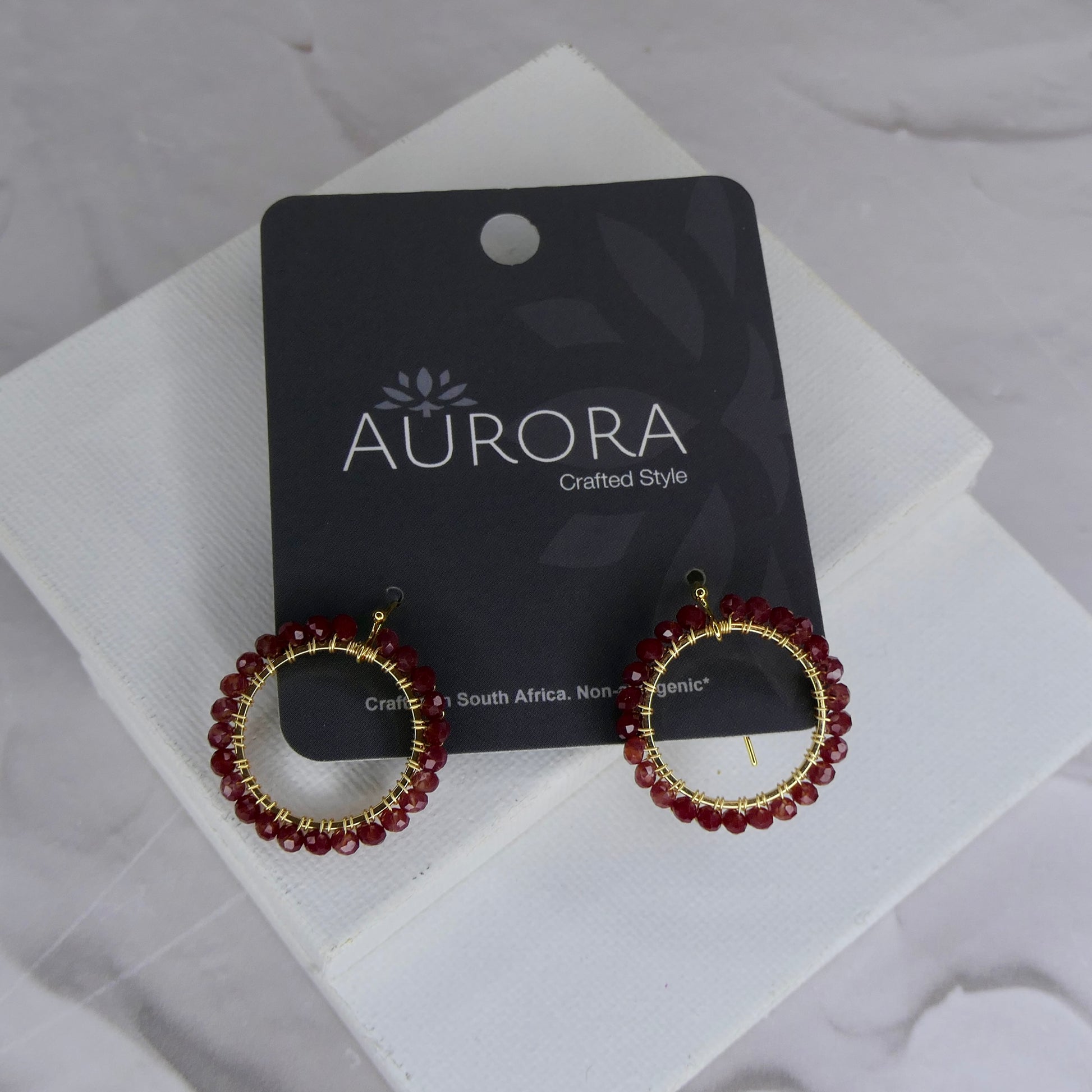 Aurora Crafted Style-Aurora Huggies in Bordeaux (Gold)-Earrings-Aurora Crafted Jewellery-