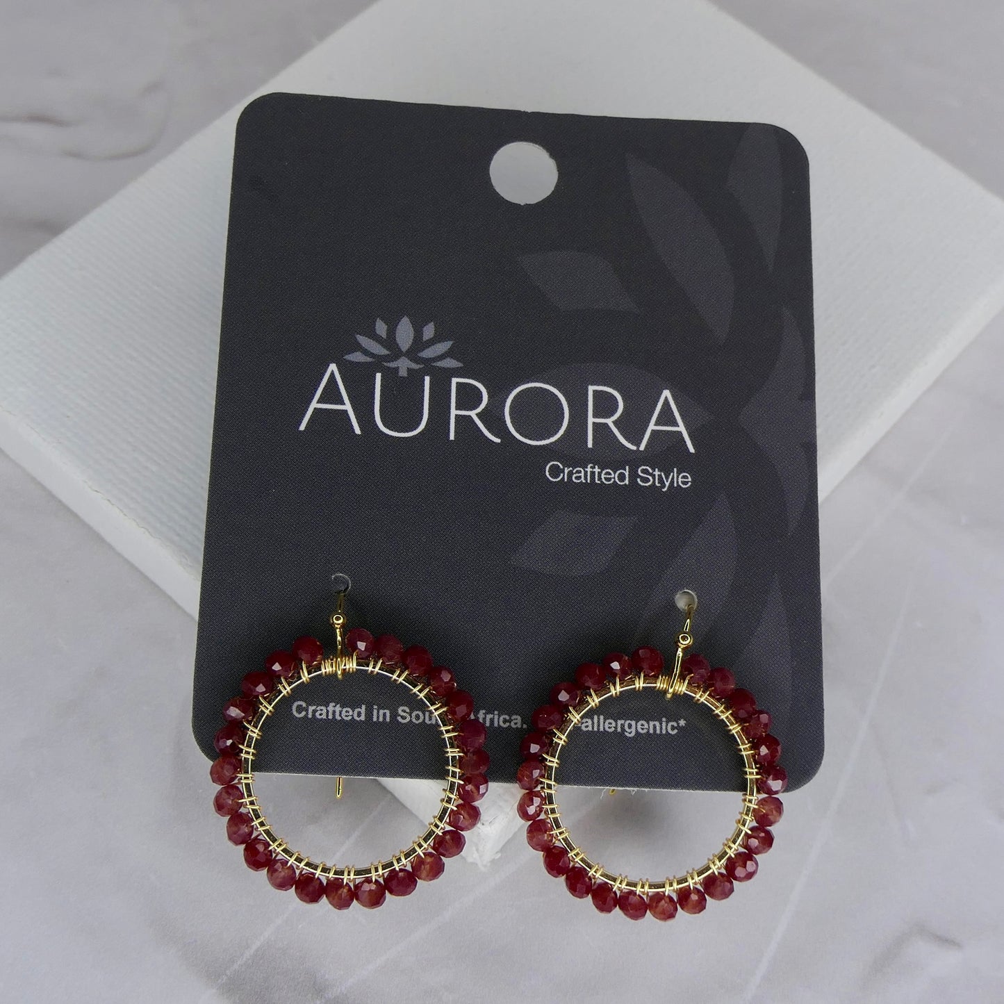 Aurora Crafted Style-Aurora Huggies in Bordeaux (Gold)-Earrings-Aurora Crafted Jewellery-