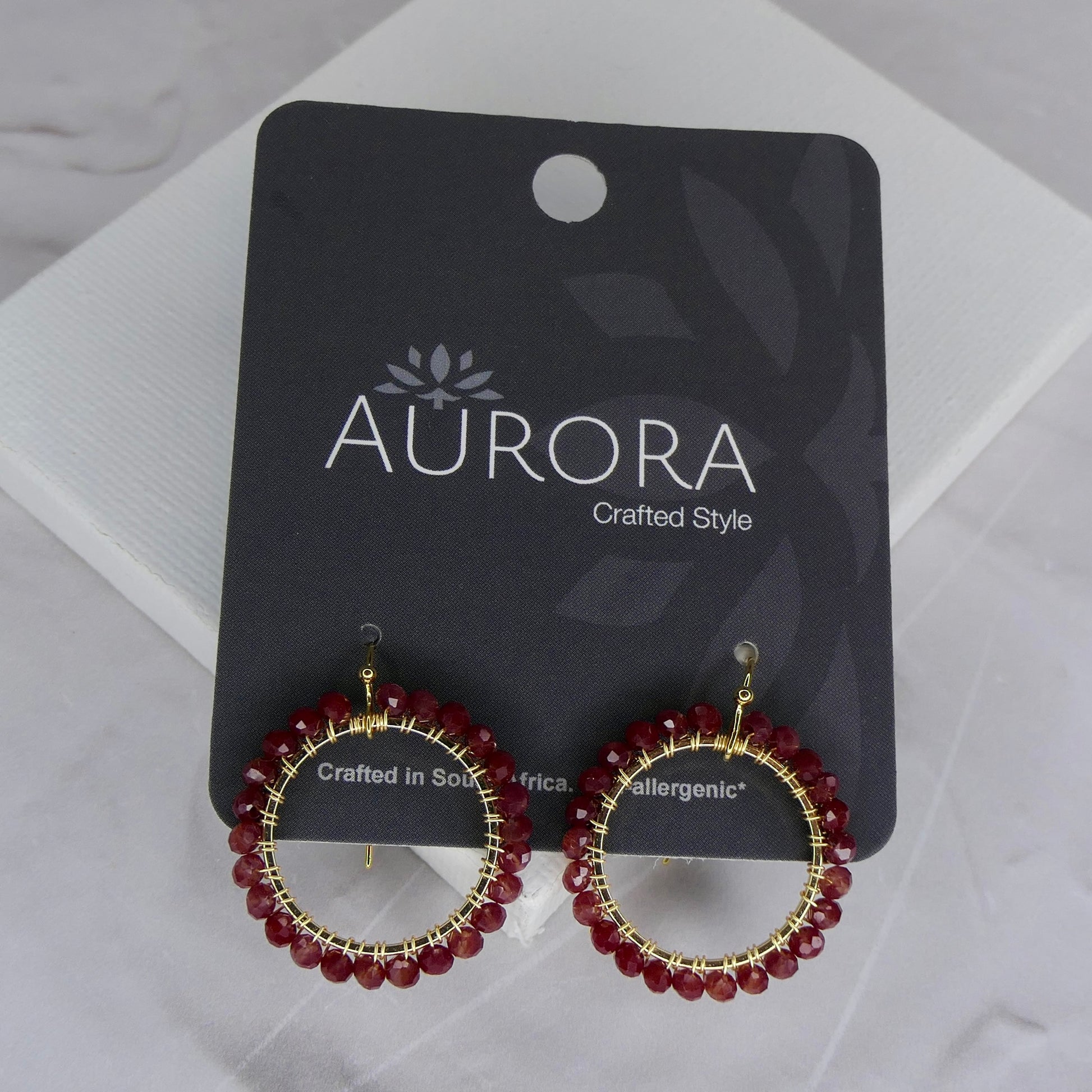 Aurora Crafted Style-Aurora Huggies in Bordeaux (Gold)-Earrings-Aurora Crafted Jewellery-