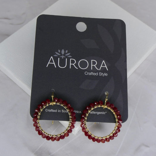 Aurora Crafted Style-Aurora Huggies in Bordeaux (Gold)-Earrings-Aurora Crafted Jewellery-