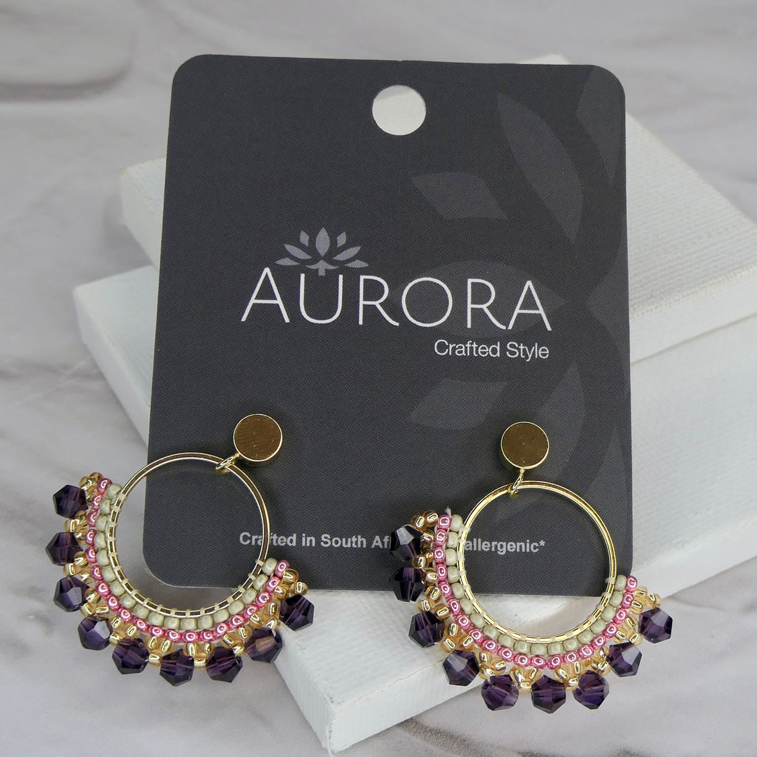 Aurora Crafted Style-Small Frida in Aubergine & Winter Hues (gold)-Earrings-Aurora Crafted Jewellery-