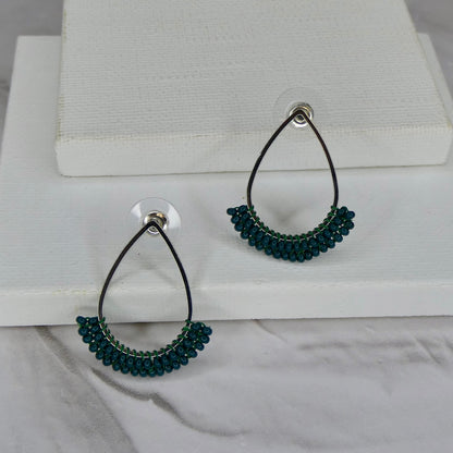 Aurora Crafted Style-Dipped Teardrop Stud in Midnight Teal (Silver)-Earrings-Aurora Crafted Jewellery-