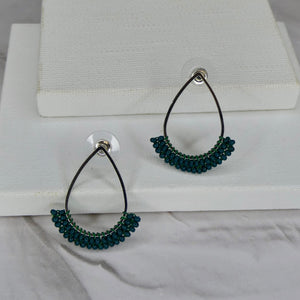 Dipped Teardrop Stud in Midnight Teal (Silver)