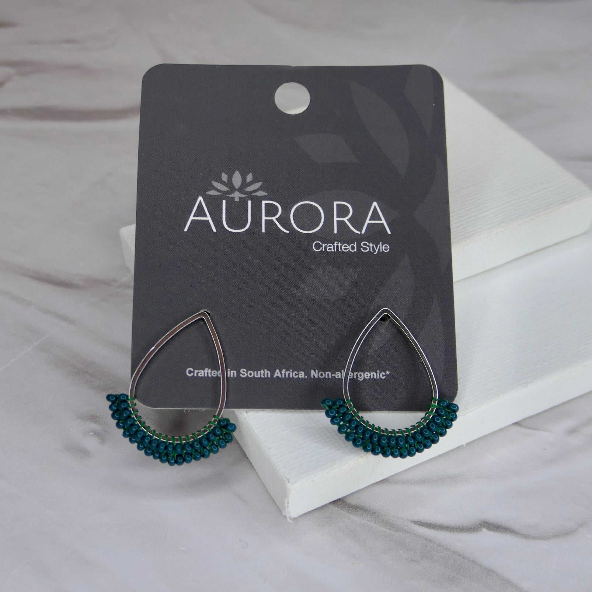 Aurora Crafted Style-Dipped Teardrop Stud in Midnight Teal (Silver)-Earrings-Aurora Crafted Jewellery-