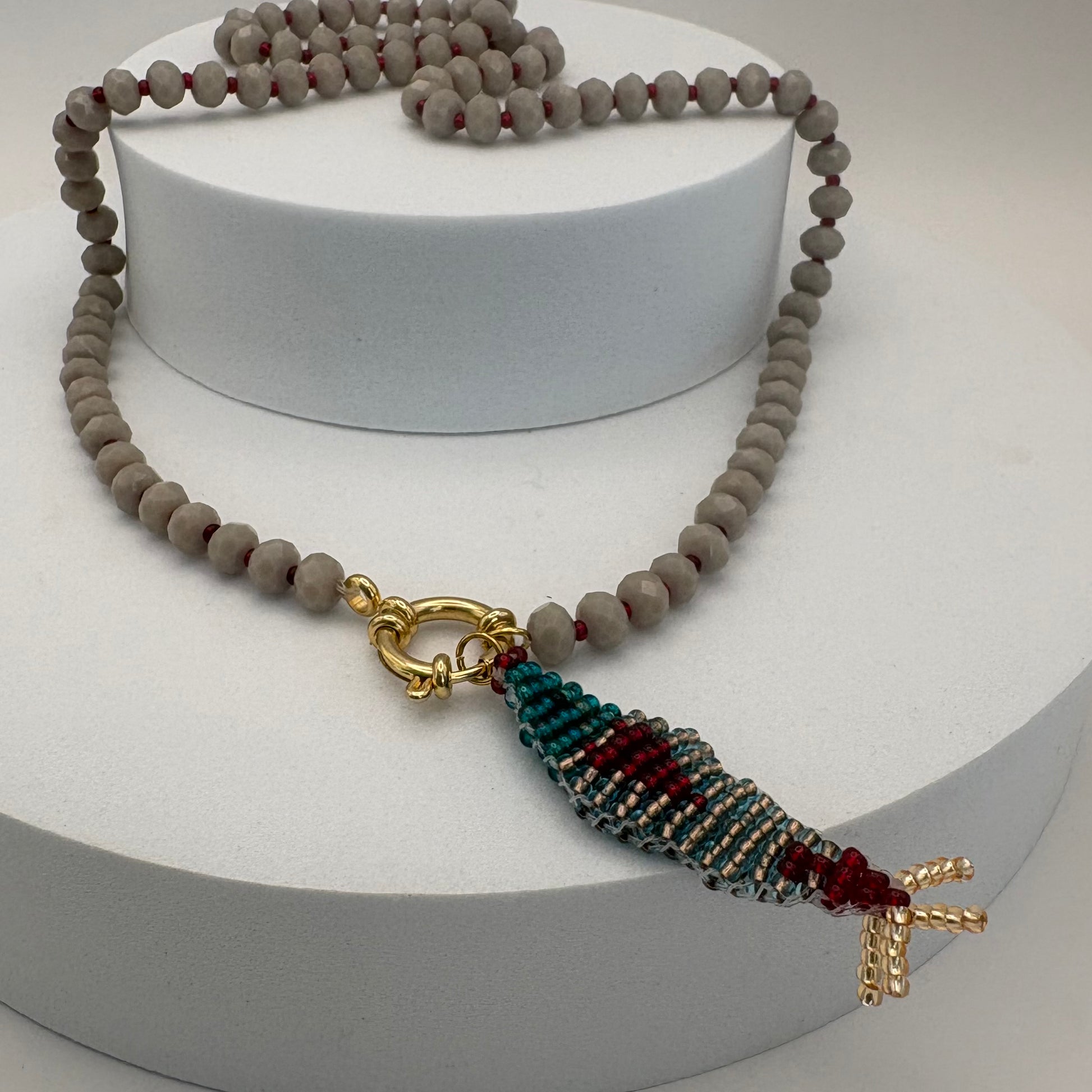 Aurora Crafted Style-Lola Bubbles Necklace in Barracuda Beige (Gold)-NECKLACES-Aurora Crafted Style-