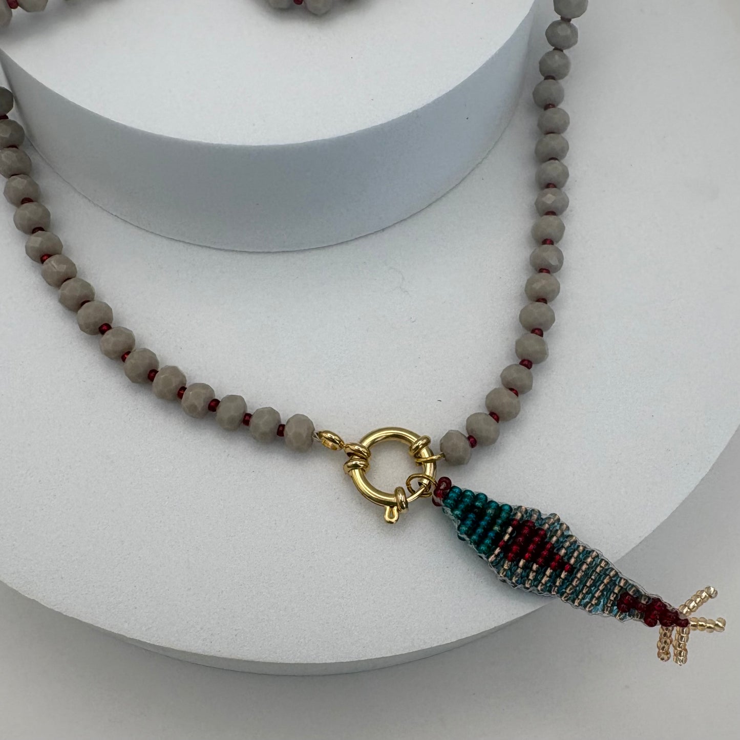 Aurora Crafted Style-Lola Bubbles Necklace in Barracuda Beige (Gold)-NECKLACES-Aurora Crafted Style-