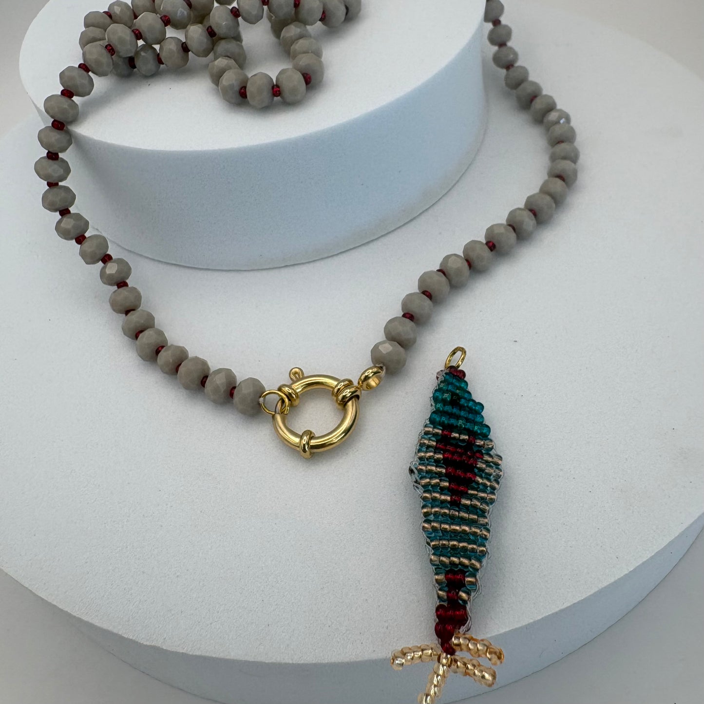 Aurora Crafted Style-Lola Bubbles Necklace in Barracuda Beige (Gold)-NECKLACES-Aurora Crafted Style-