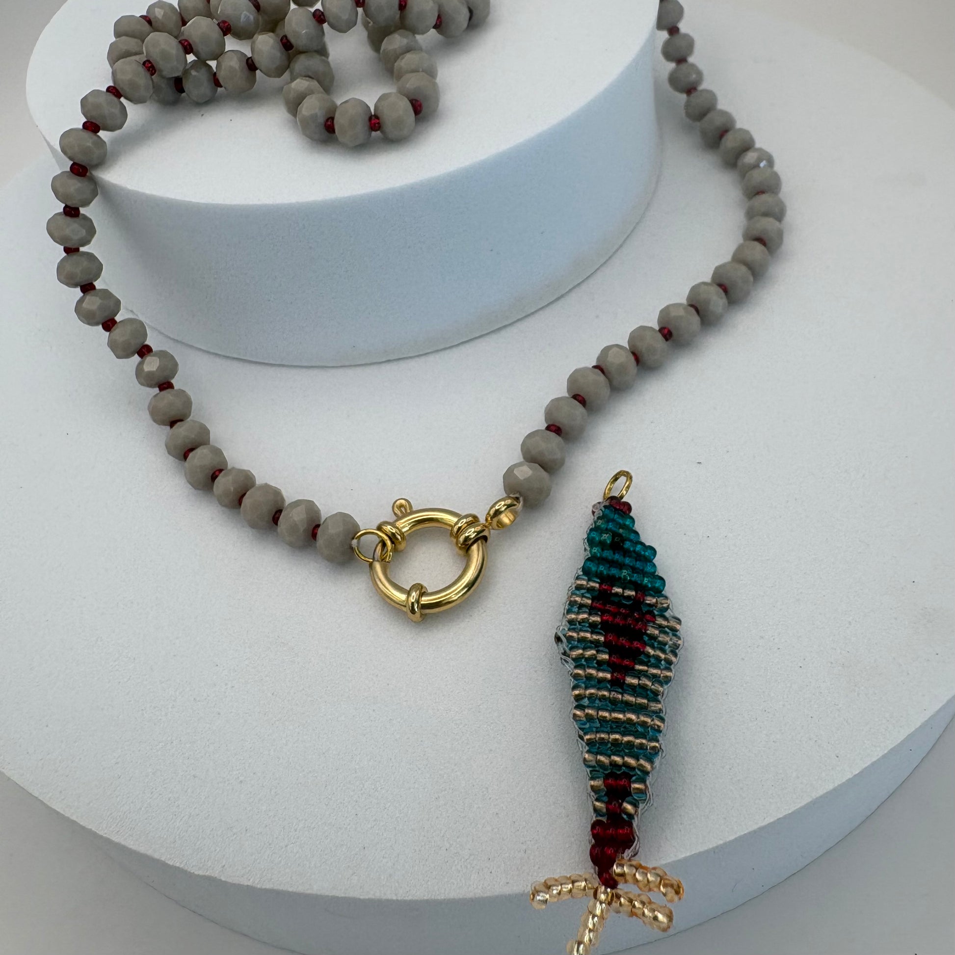 Aurora Crafted Style-Lola Bubbles Necklace in Barracuda Beige (Gold)-NECKLACES-Aurora Crafted Style-