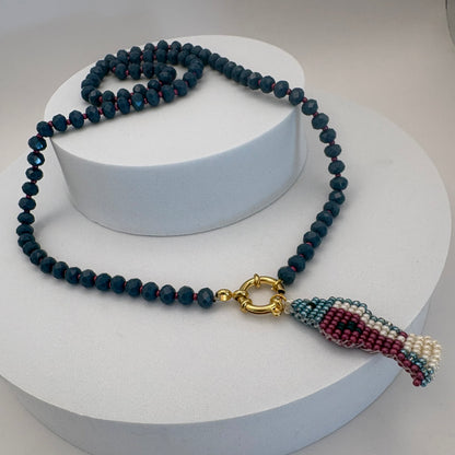 Aurora Crafted Style-Lola Bubbles Necklace in Indian Ocean Indigo (Gold)-NECKLACES-Aurora Crafted Style-