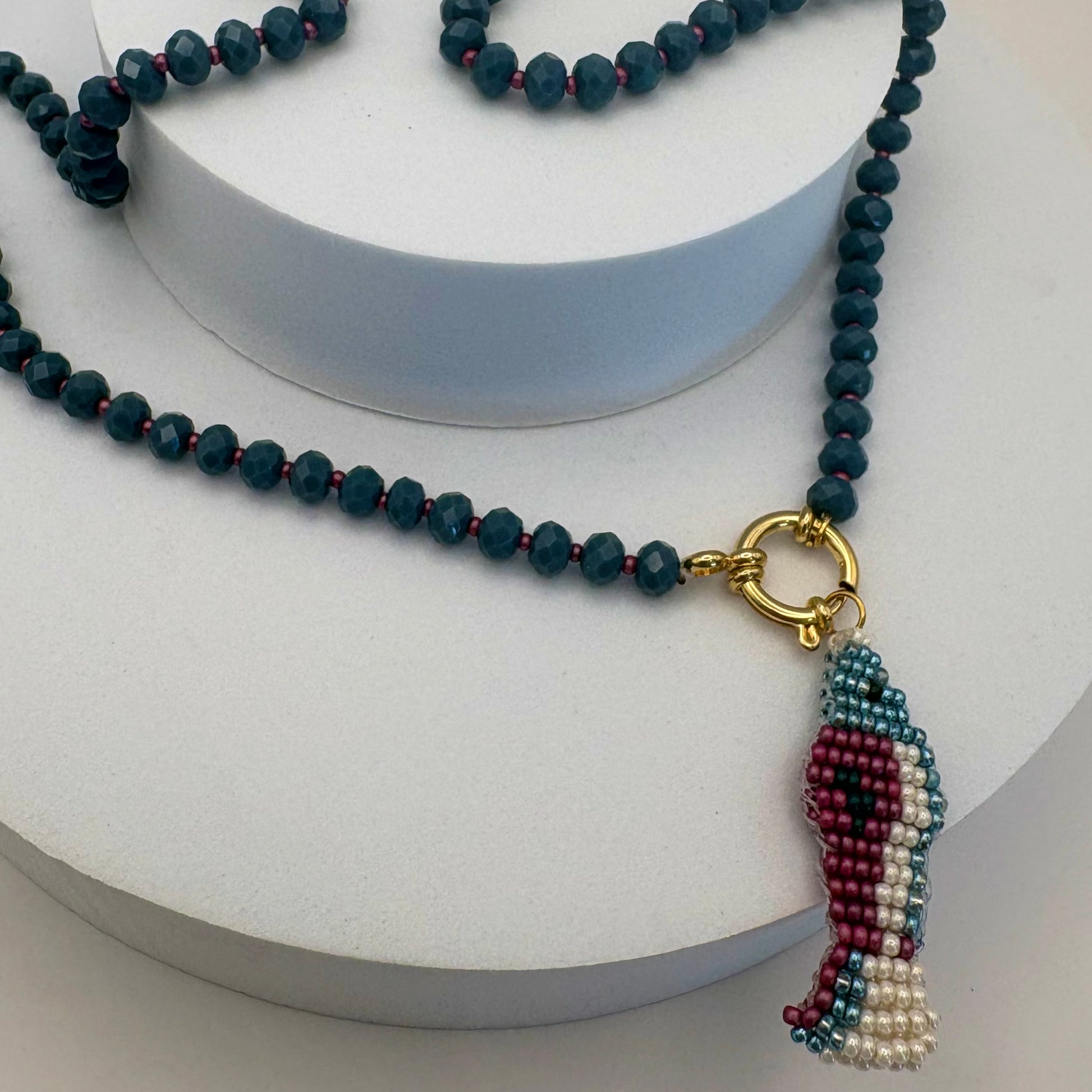 Aurora Crafted Style-Lola Bubbles Necklace in Indian Ocean Indigo (Gold)-NECKLACES-Aurora Crafted Style-