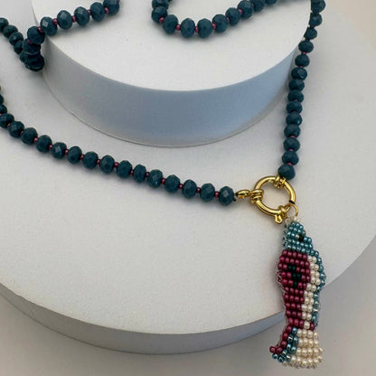 Aurora Crafted Style-Lola Bubbles Necklace in Indian Ocean Indigo (Gold)-NECKLACES-Aurora Crafted Style-