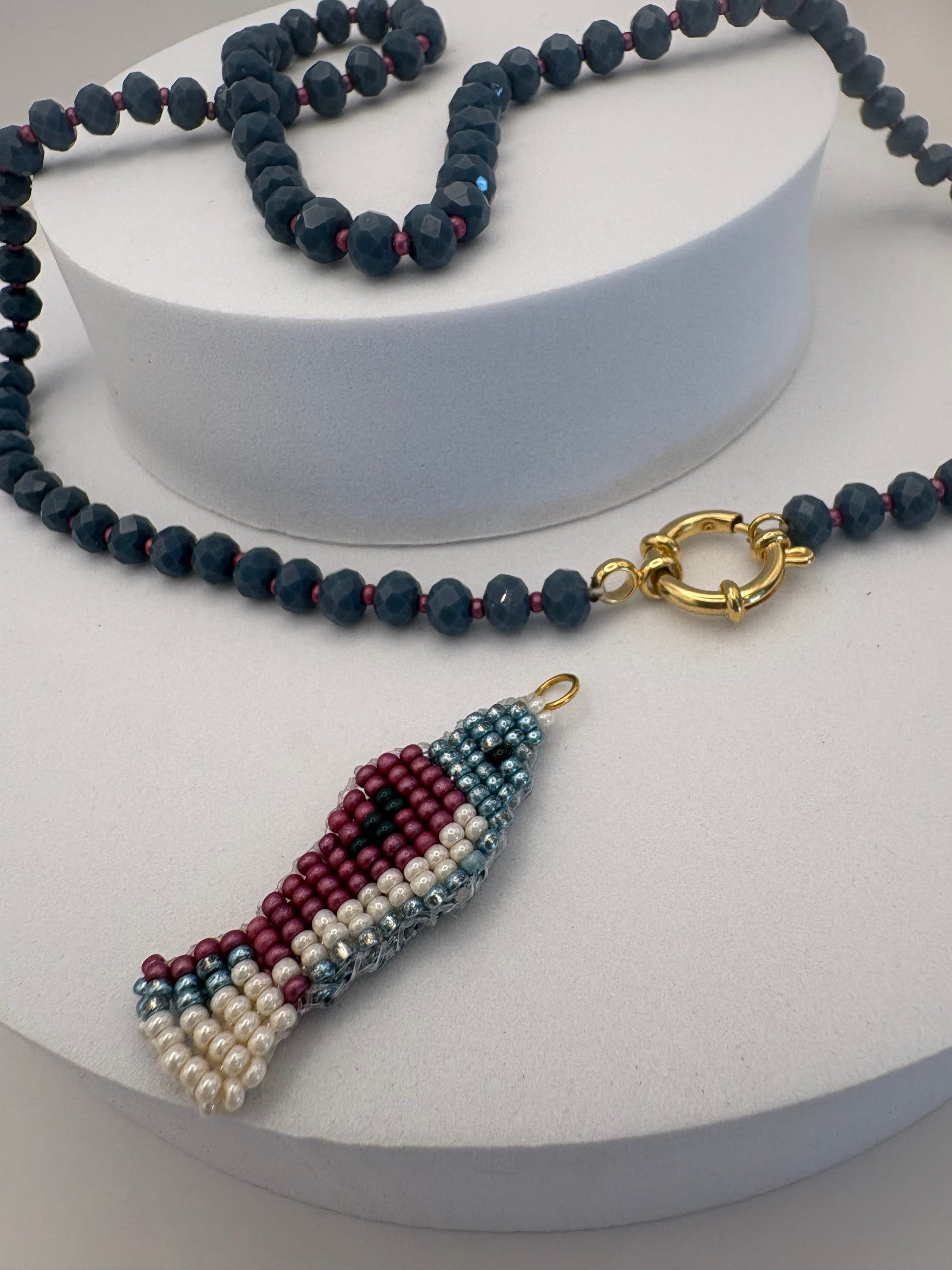 Aurora Crafted Style-Lola Bubbles Necklace in Indian Ocean Indigo (Gold)-NECKLACES-Aurora Crafted Style-