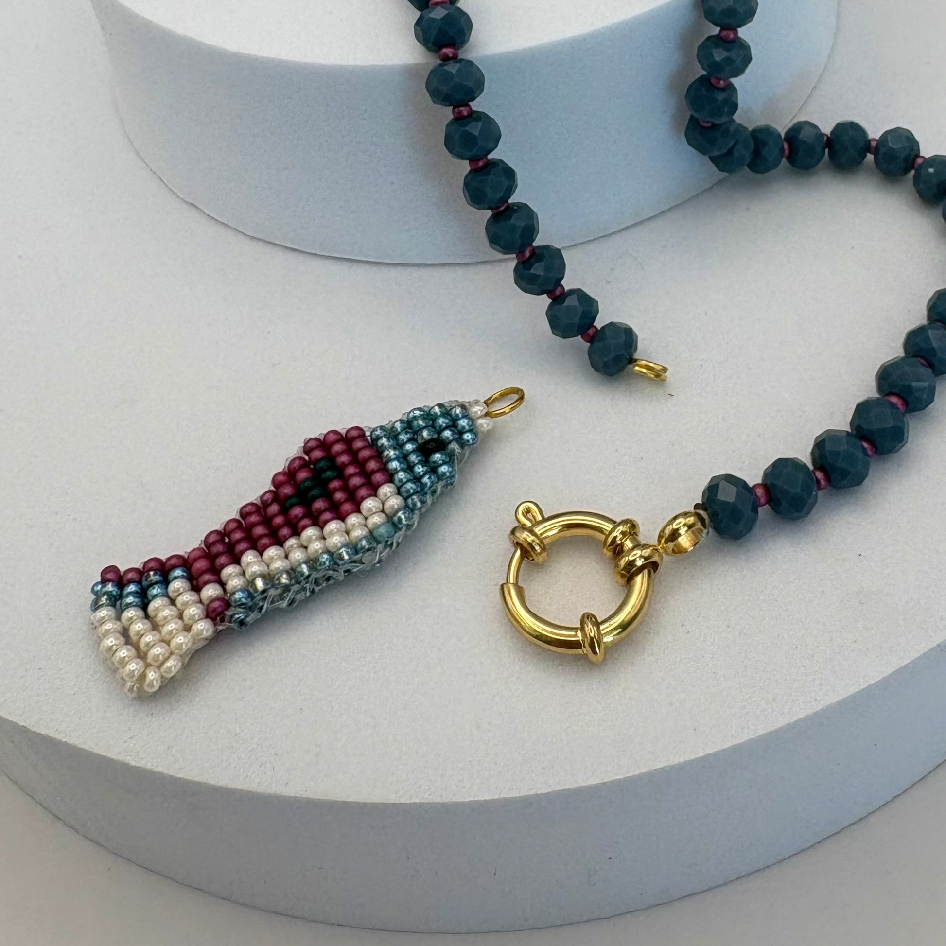 Aurora Crafted Style-Lola Bubbles Necklace in Indian Ocean Indigo (Gold)-NECKLACES-Aurora Crafted Style-