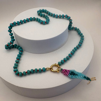 Aurora Crafted Style-Lola Bubbles Necklace in Tropics Turquoise (Gold)-NECKLACES-Aurora Crafted Style-