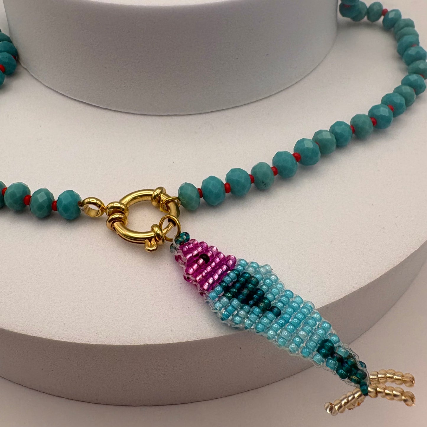 Aurora Crafted Style-Lola Bubbles Necklace in Tropics Turquoise (Gold)-NECKLACES-Aurora Crafted Style-