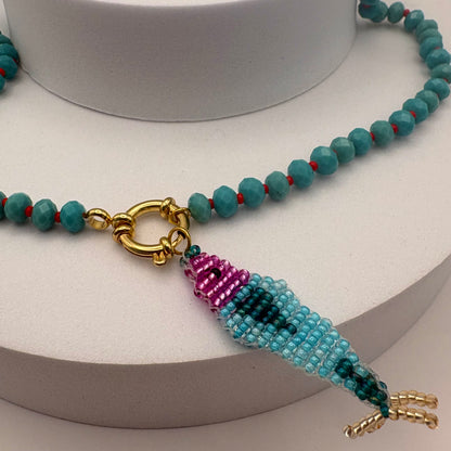 Aurora Crafted Style-Lola Bubbles Necklace in Tropics Turquoise (Gold)-NECKLACES-Aurora Crafted Style-