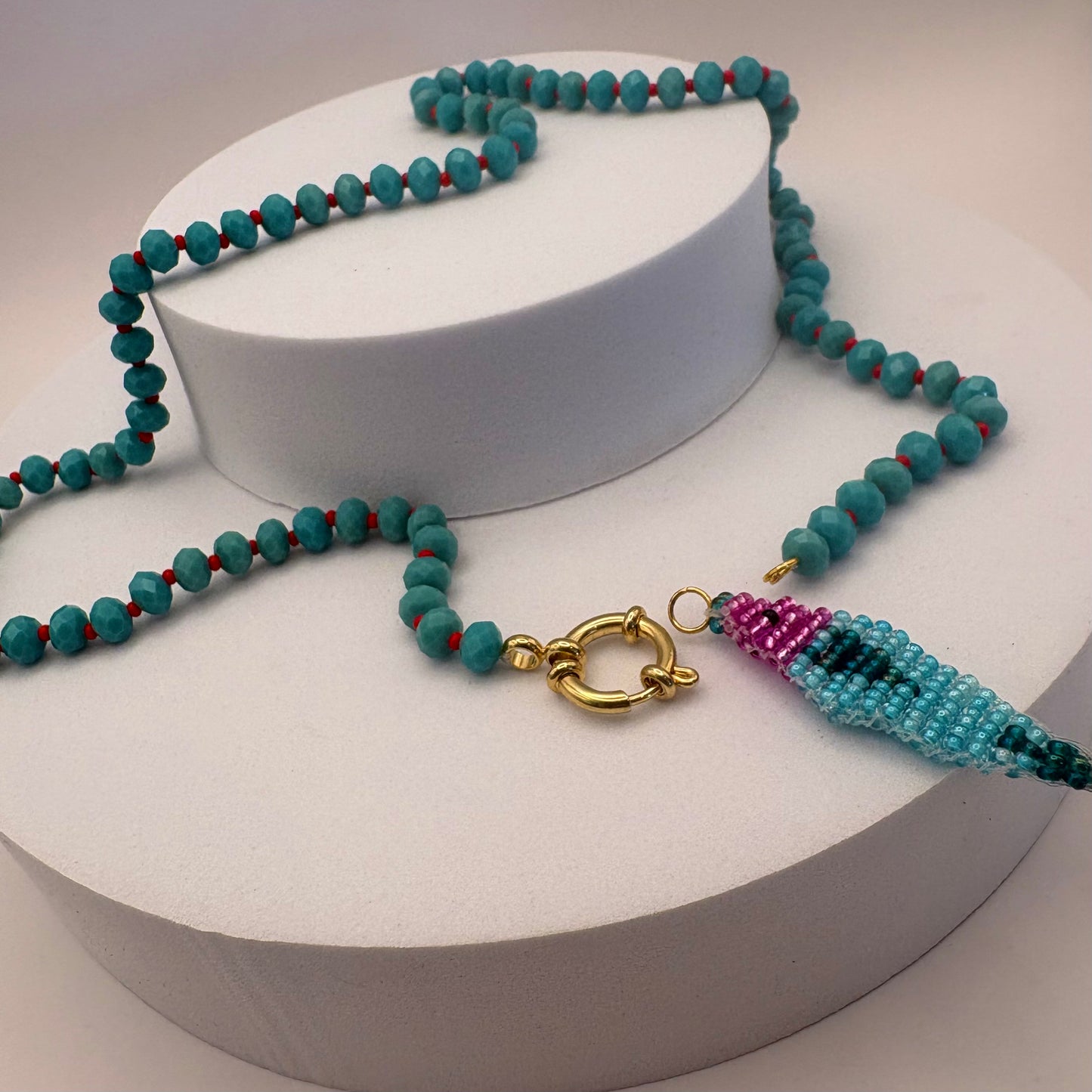 Aurora Crafted Style-Lola Bubbles Necklace in Tropics Turquoise (Gold)-NECKLACES-Aurora Crafted Style-