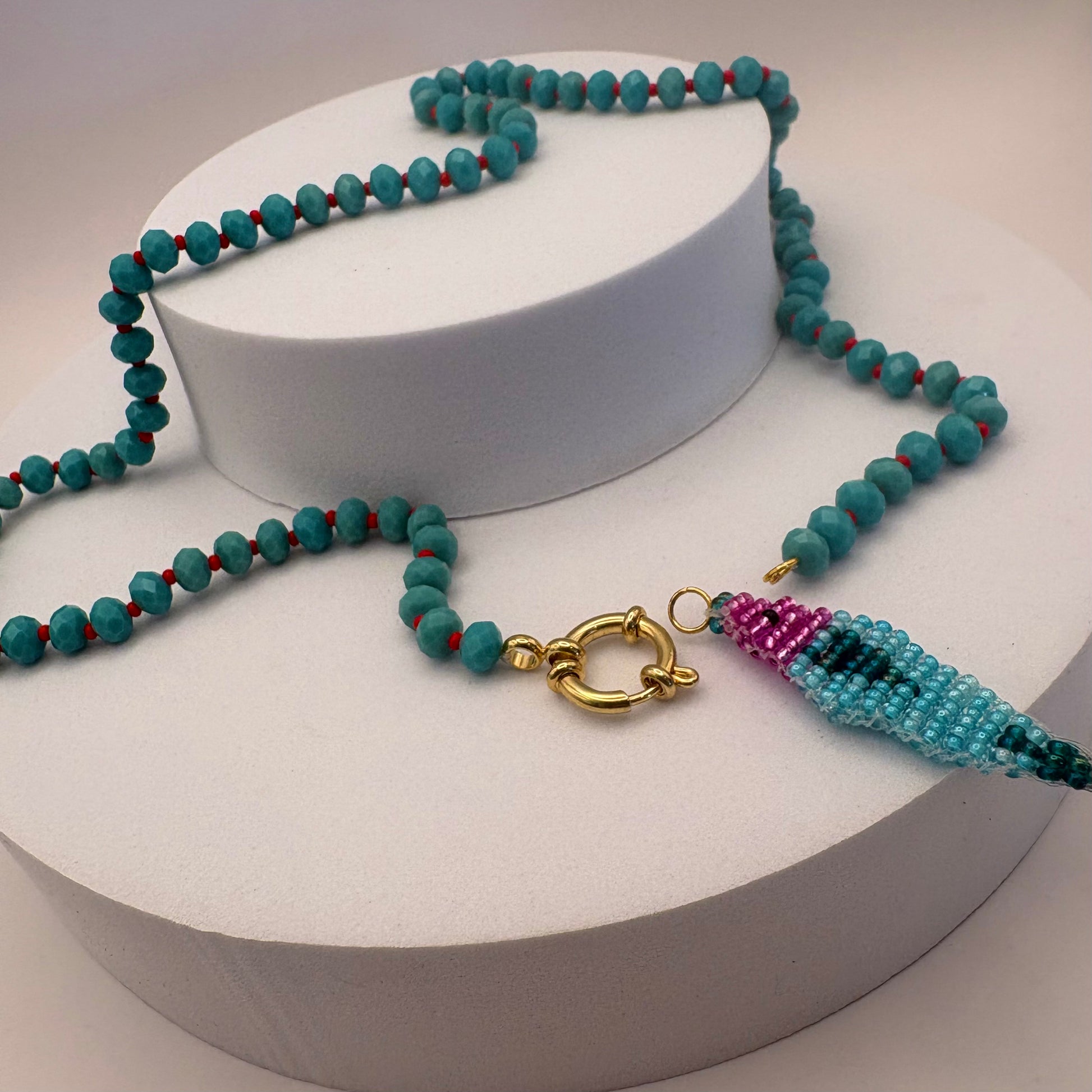 Aurora Crafted Style-Lola Bubbles Necklace in Tropics Turquoise (Gold)-NECKLACES-Aurora Crafted Style-