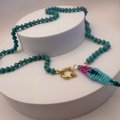 Aurora Crafted Style-Lola Bubbles Necklace in Tropics Turquoise (Gold)-NECKLACES-Aurora Crafted Style-