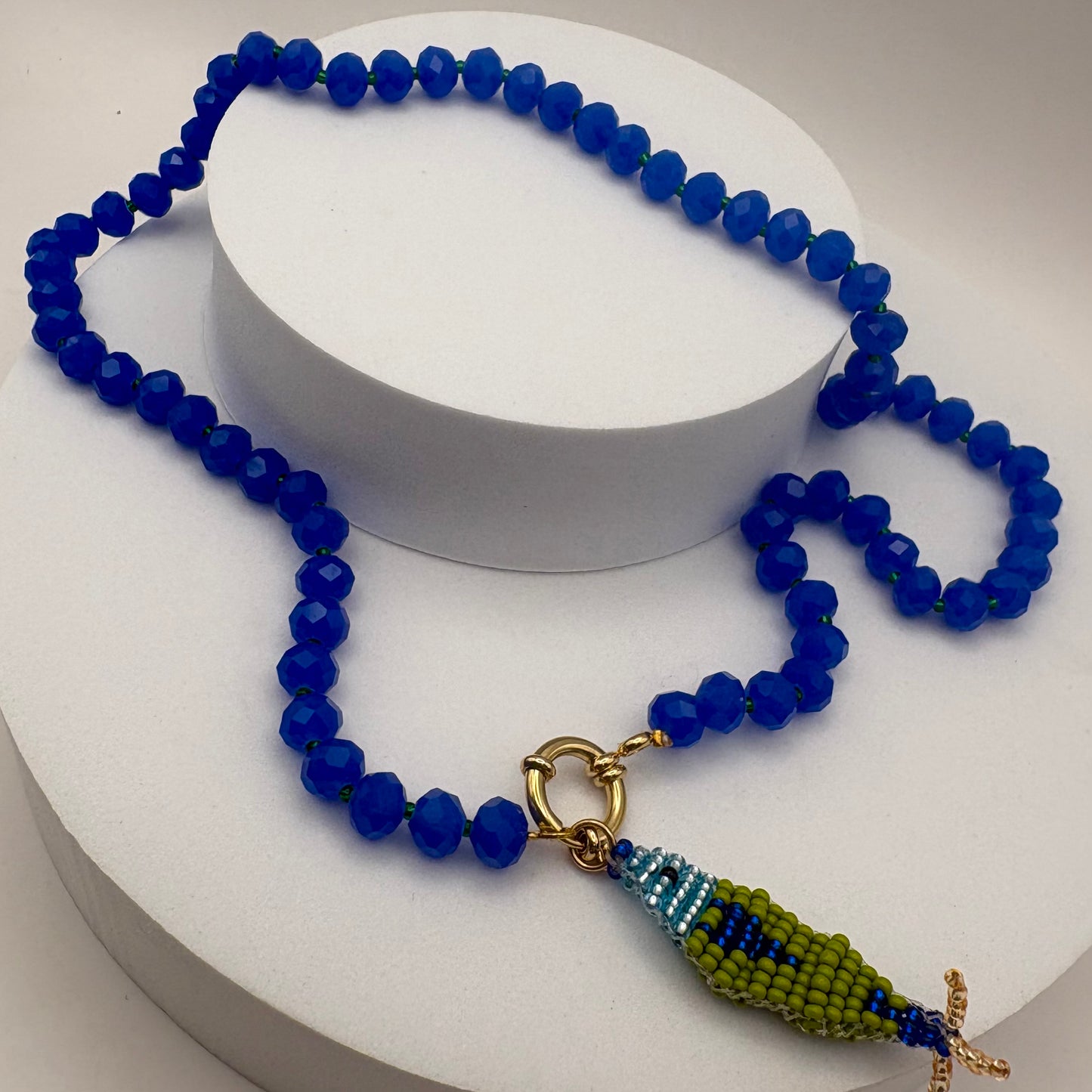 Aurora Crafted Style-Lola Bubbles Necklace in Electric Eel Cobalt (Gold)-NECKLACES-Aurora Crafted Style-