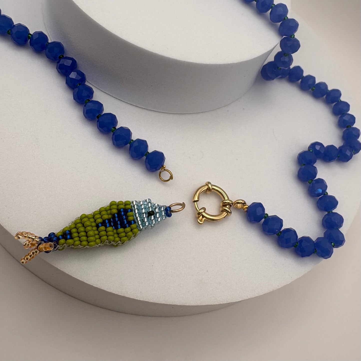 Aurora Crafted Style-Lola Bubbles Necklace in Electric Eel Cobalt (Gold)-NECKLACES-Aurora Crafted Style-