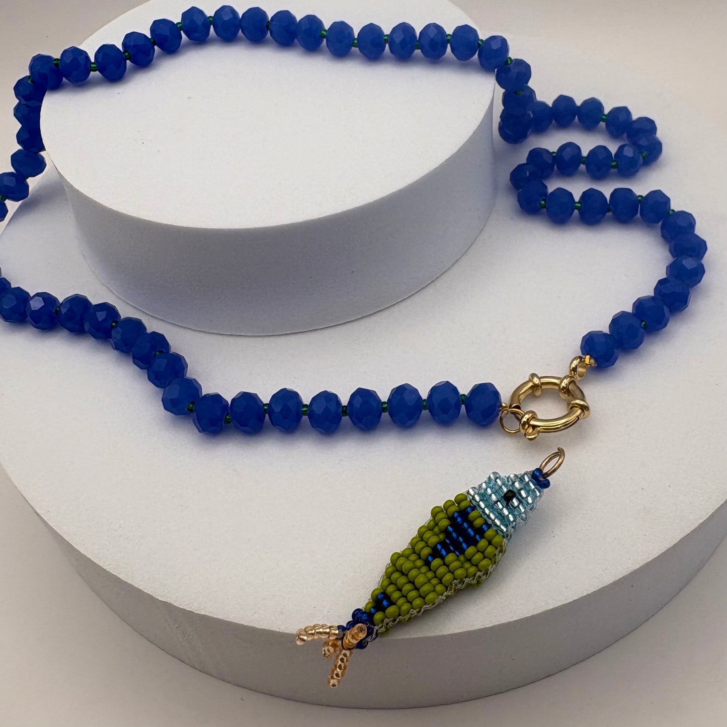 Aurora Crafted Style-Lola Bubbles Necklace in Electric Eel Cobalt (Gold)-NECKLACES-Aurora Crafted Style-