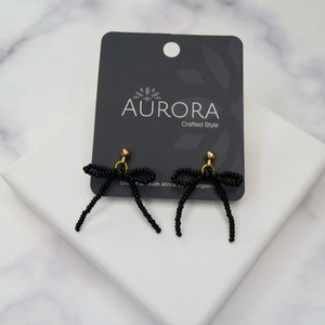 Aurora Crafted Style-The Mini Noya Bow in Black (Gold)-Earrings-Aurora Crafted Jewellery-