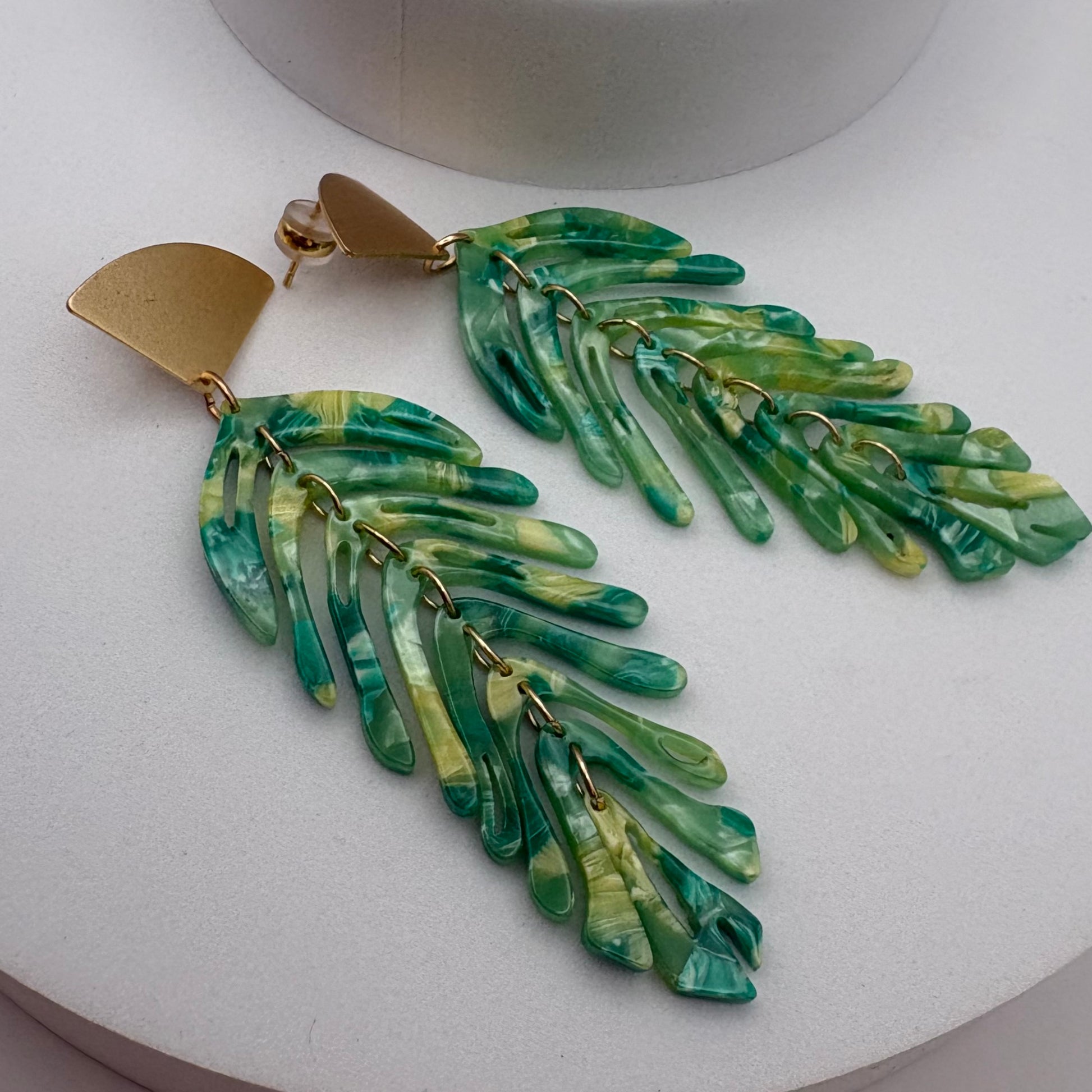 Aurora Crafted Style-Delicious Parrot Frond (Gold)-Earrings-Aurora Crafted Jewellery-