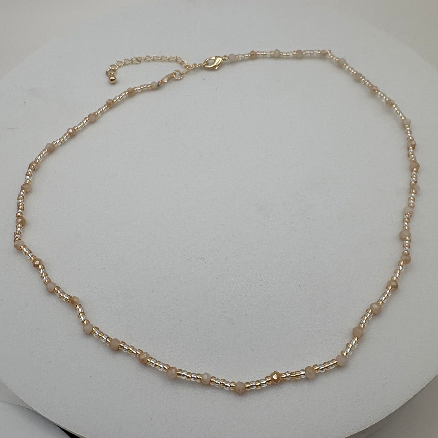Aurora Crafted Style-Beaded Stack Necklace in Crispy Cream (Gold)-NECKLACES-Aurora Crafted Jewellery-