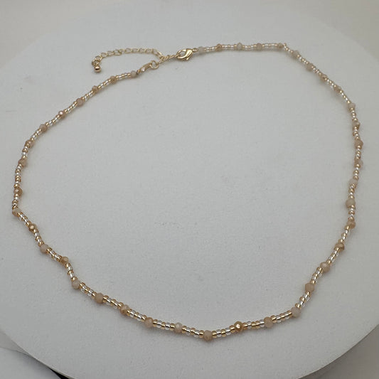 Aurora Crafted Style-Beaded Stack Necklace in Crispy Cream (Gold)-NECKLACES-Aurora Crafted Jewellery-