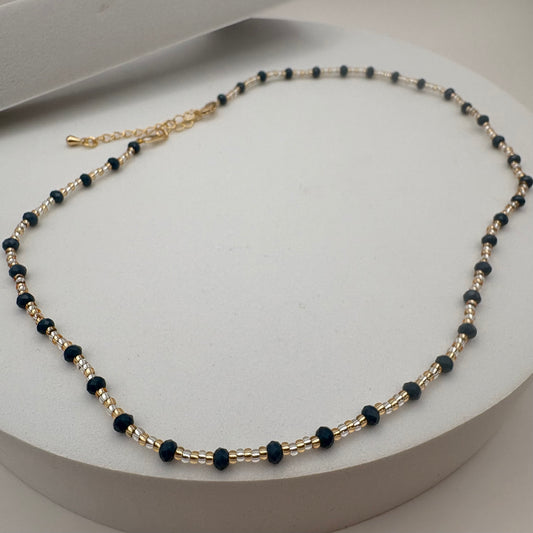 Aurora Crafted Style-Beaded Stack Necklace in Indigo (Gold)-NECKLACES-Aurora Crafted Jewellery-