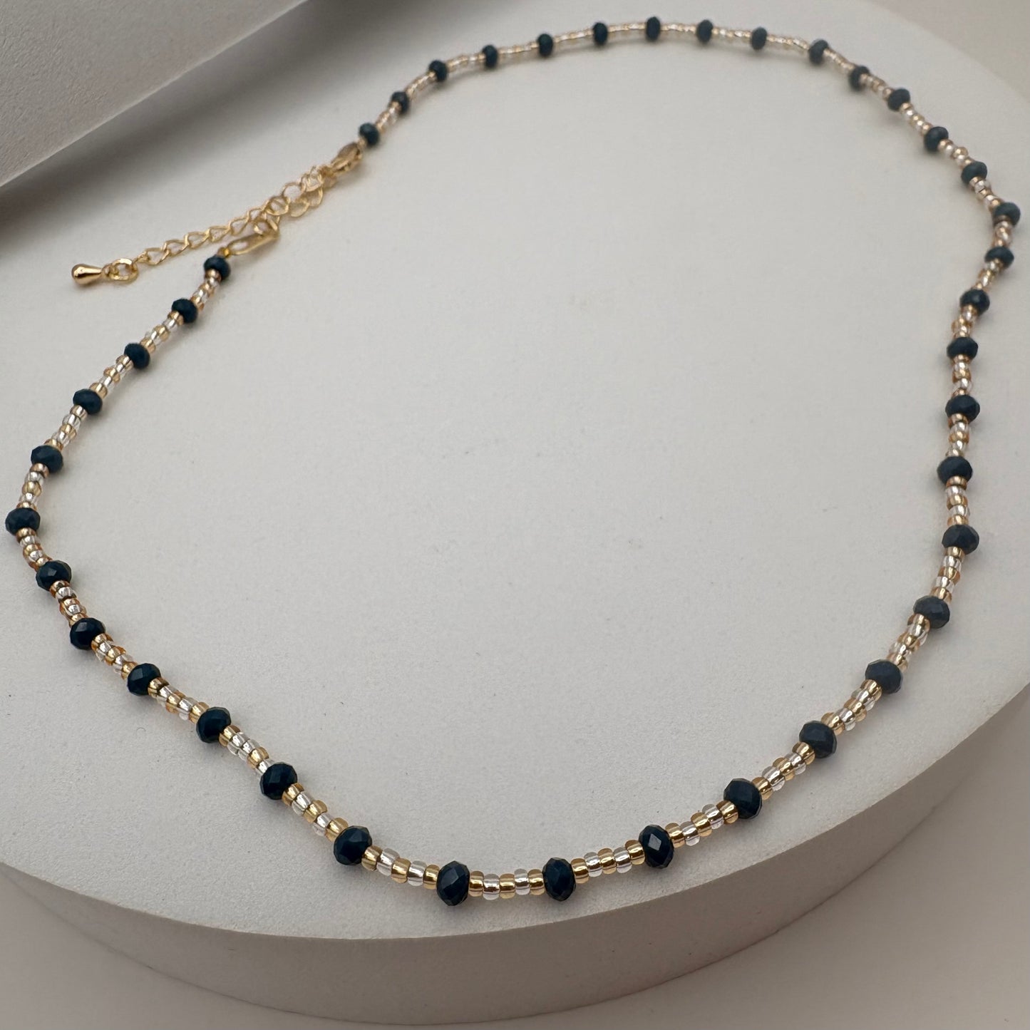 Aurora Crafted Style-Beaded Stack Necklace in Indigo (Gold)-NECKLACES-Aurora Crafted Jewellery-