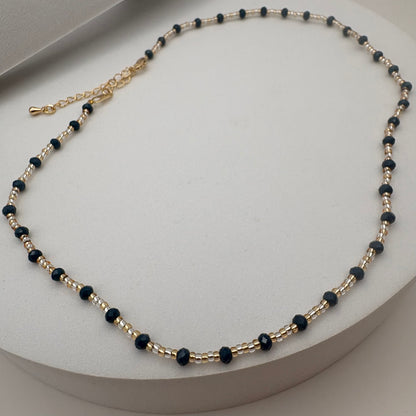 Aurora Crafted Style-Beaded Stack Necklace in Indigo (Gold)-NECKLACES-Aurora Crafted Jewellery-