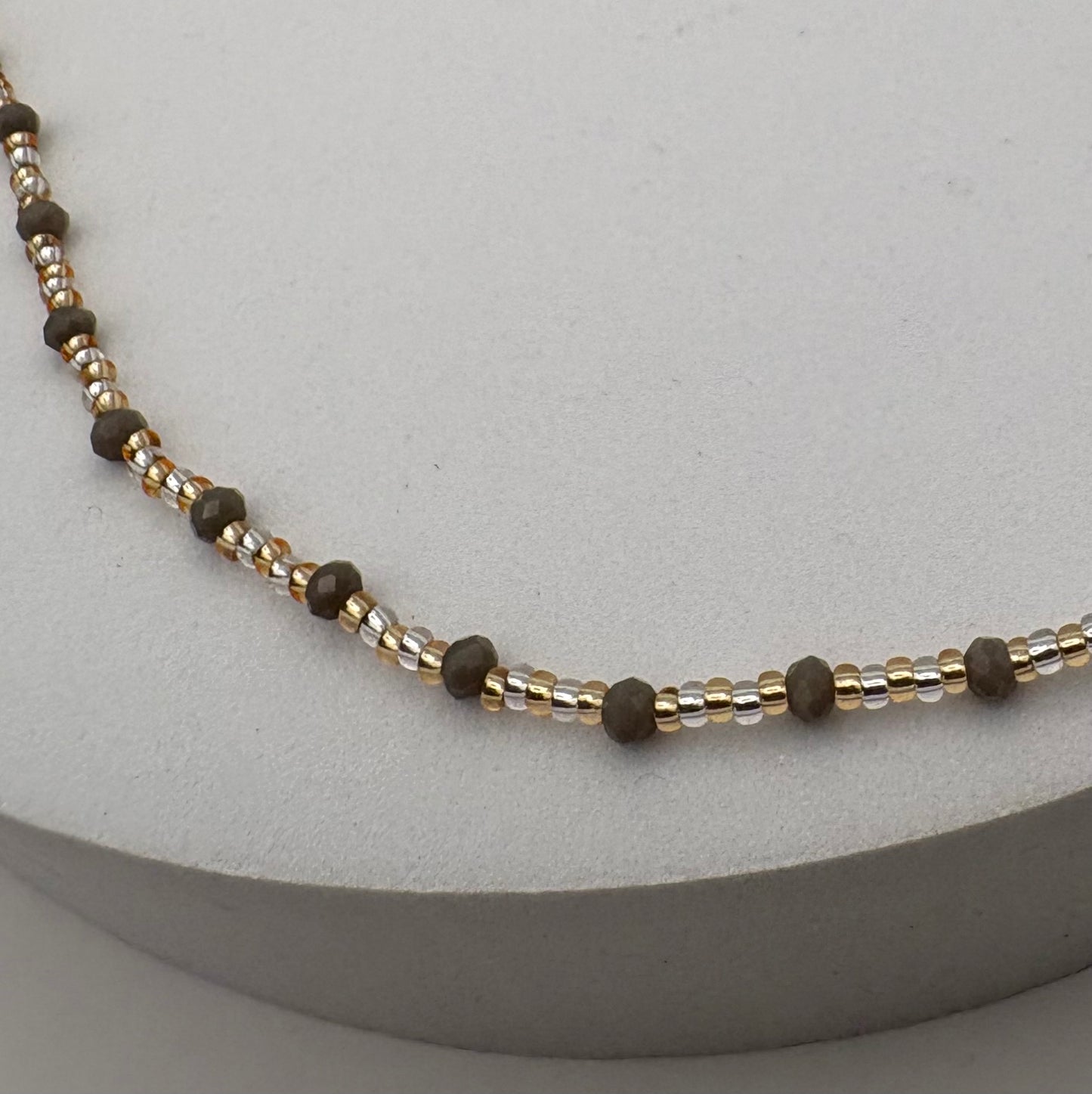 Aurora Crafted Style-Beaded Stack Necklace in Goes with Everything Grey (Gold)-NECKLACES-Aurora Crafted Jewellery-
