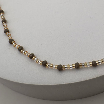 Aurora Crafted Style-Beaded Stack Necklace in Goes with Everything Grey (Gold)-NECKLACES-Aurora Crafted Jewellery-