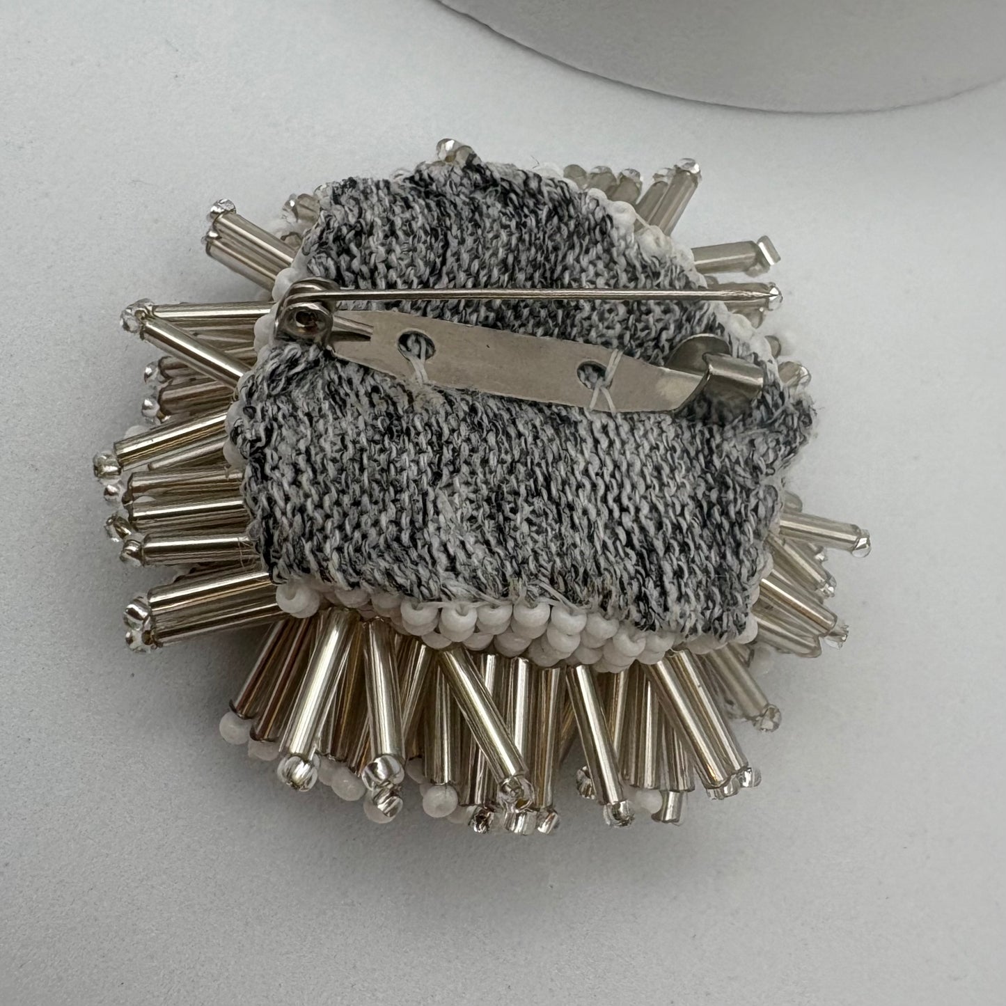 Aurora Crafted Style-Darling Dahlia Brooch in Shimmery White-Earrings-Aurora Crafted Jewellery-