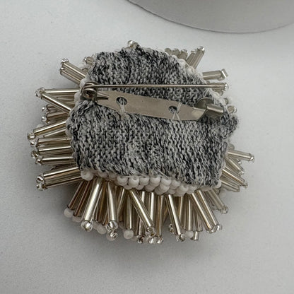 Aurora Crafted Style-Darling Dahlia Brooch in Shimmery White-Earrings-Aurora Crafted Jewellery-