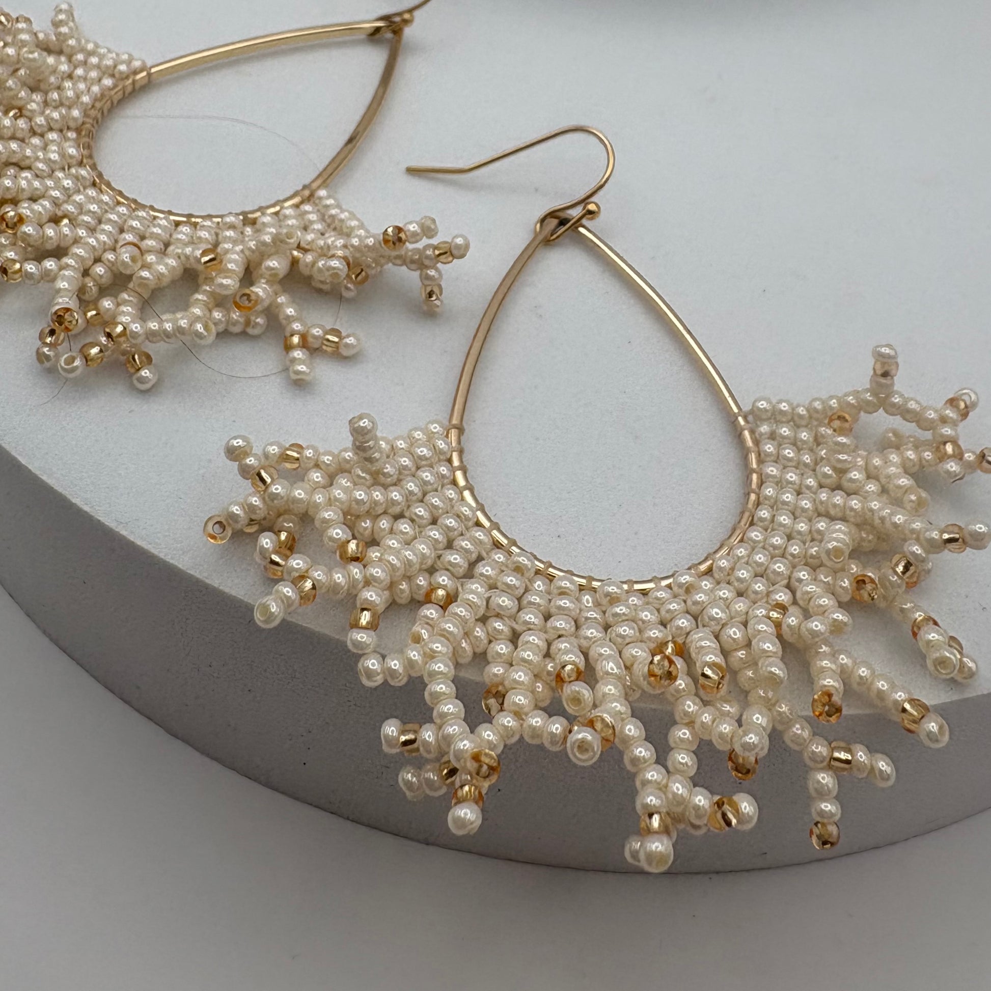Aurora Crafted Style-Coral Cove in Oyster Pearl (Gold)-Earrings-Aurora Crafted Jewellery-